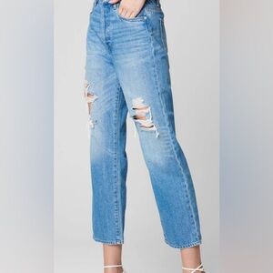 Stylish Light Blue Ripped Women's Jeans Blank NYC Jeans The Baxter Ribcage